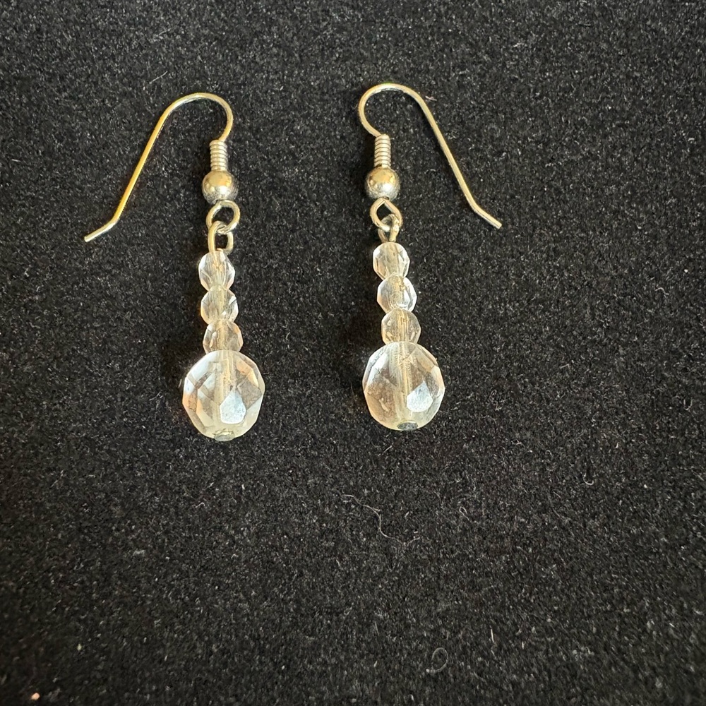 Clear Beaded Drop Earrings